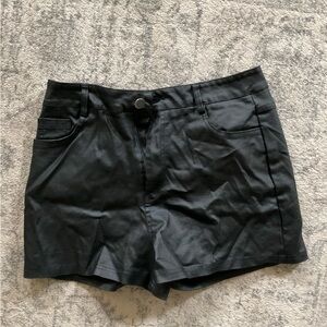 High-Waisted Leather Shorts